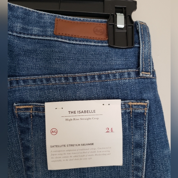 AG the Isabelle high waist cuff crop straight leg jeans in 15y finite size 24 - Picture 11 of 16